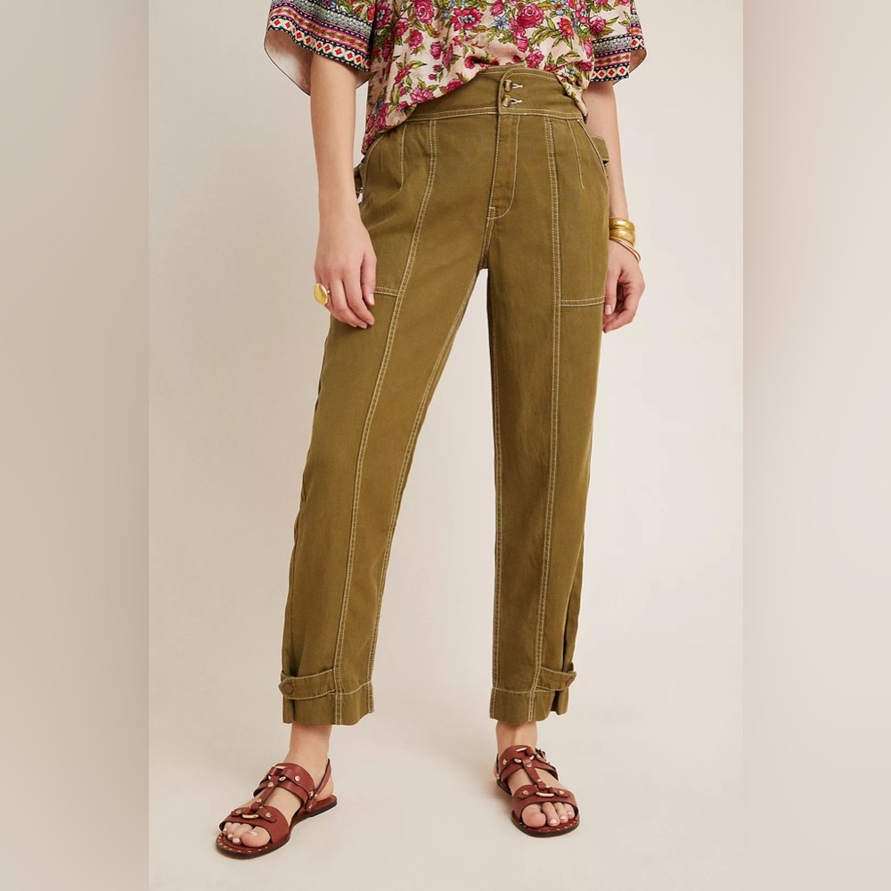 Anthropologie Jackson Tapered Utility Pants Size US 8P Green Joggers